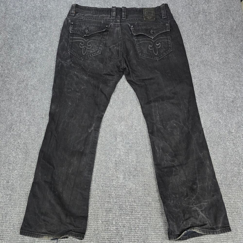 Rock Revival Steven Straight Jeans Mens 42 42x34 Black Faded Flap Pocket Denim